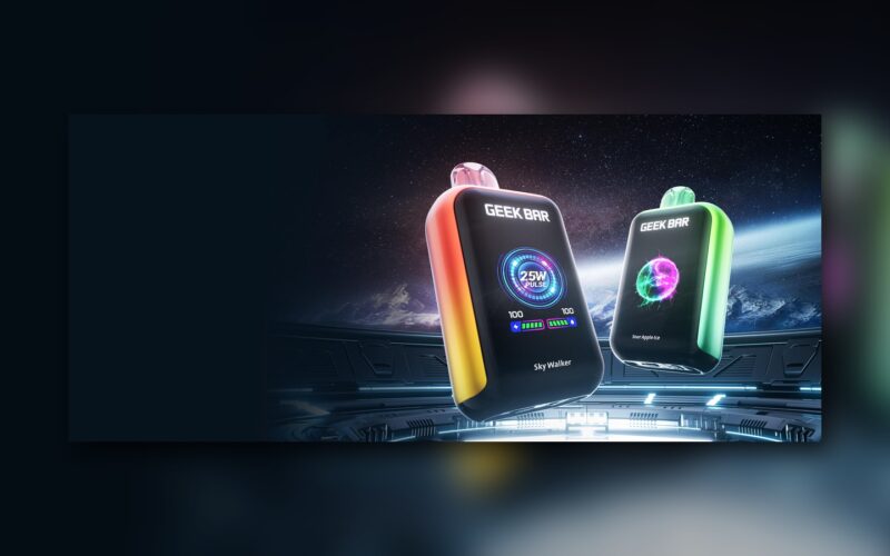 Geek Bar Skyview disposable vape with large screen and Pulse mode display