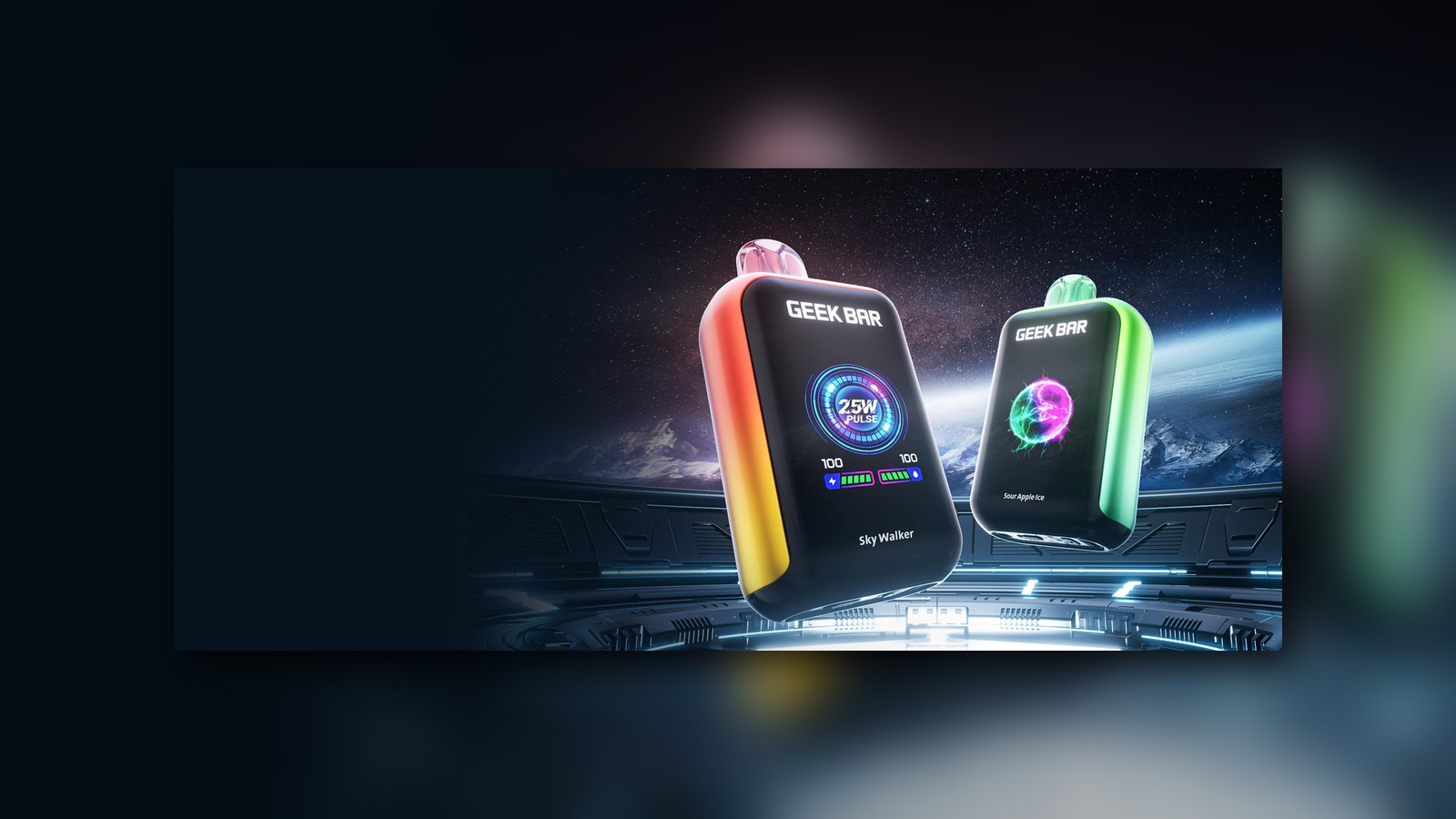 Geek Bar Skyview disposable vape with large screen and Pulse mode display