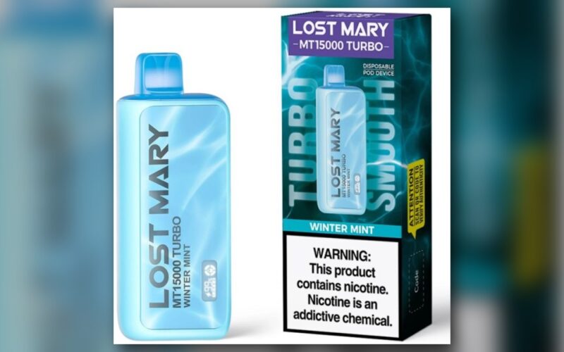 Lost Mary MT15000 Turbo disposable vape and Winter Mint retail package
