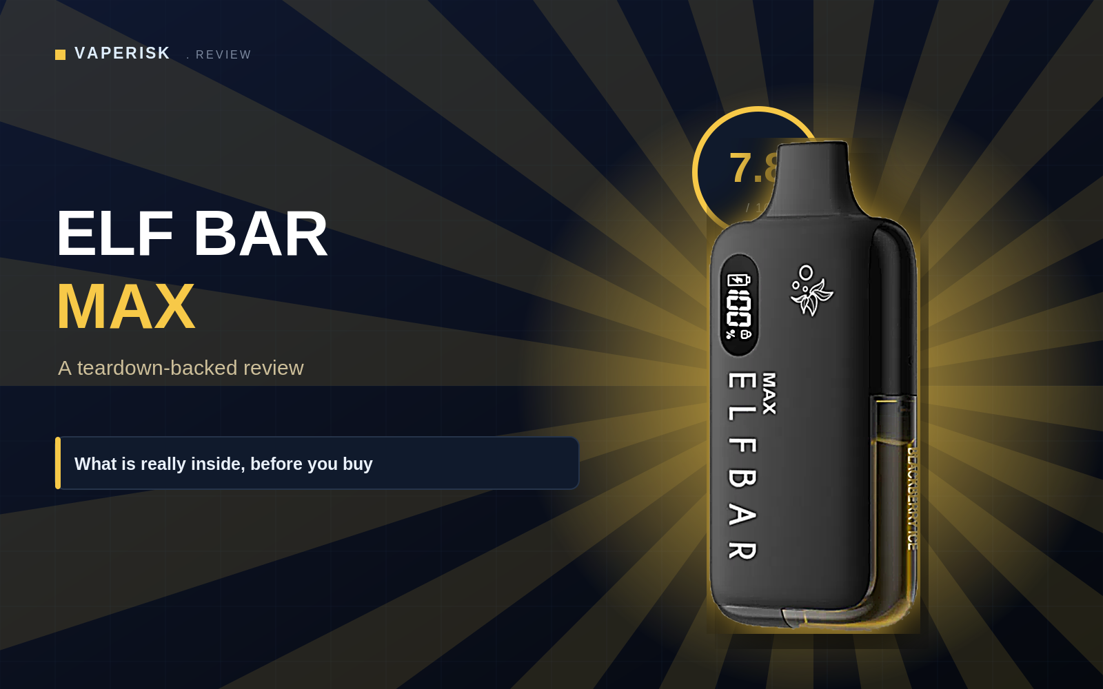 Elf Bar MAX review cover showing the refill pod kit and teardown-backed verdict