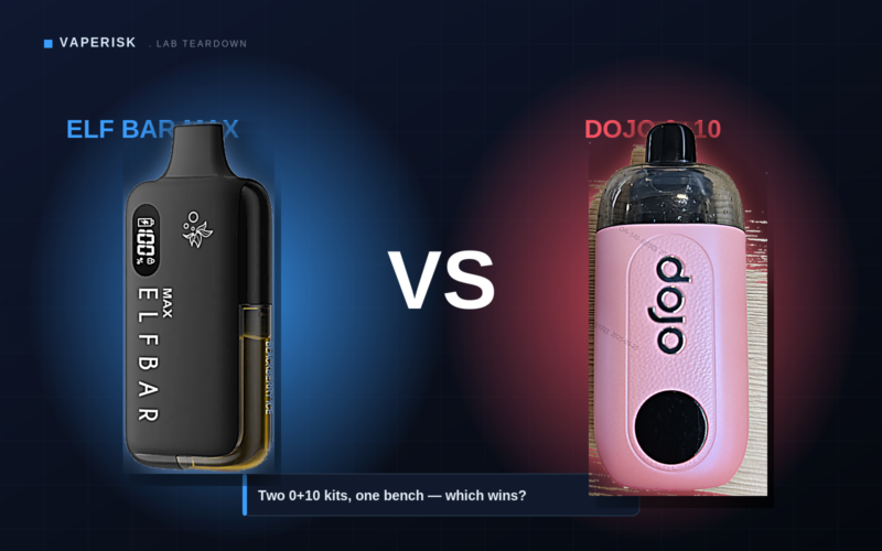 Elf Bar MAX and Vaporesso DOJO 0+10 teardown comparison cover