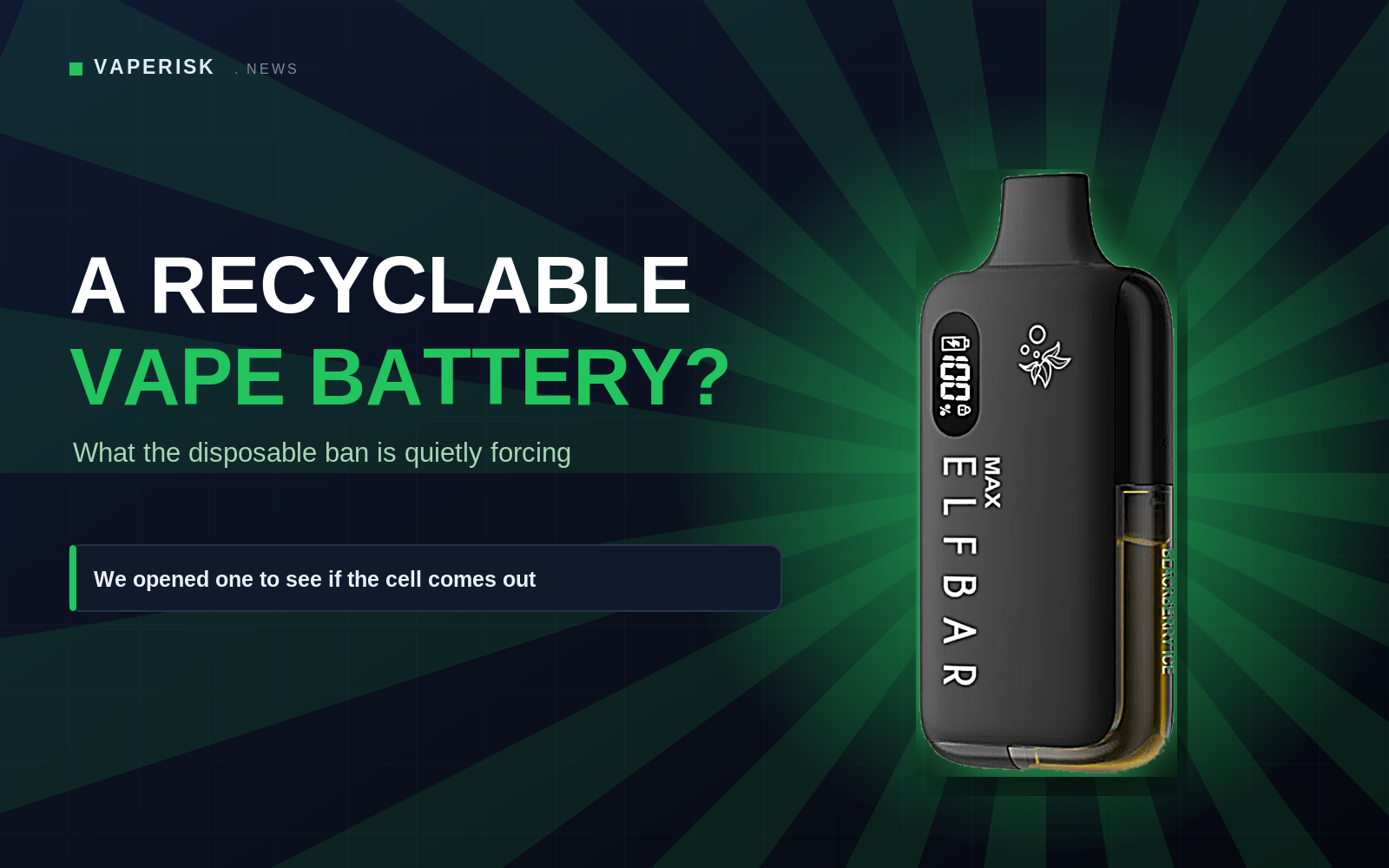 Removable vape battery bay illustrating recyclable vape battery design