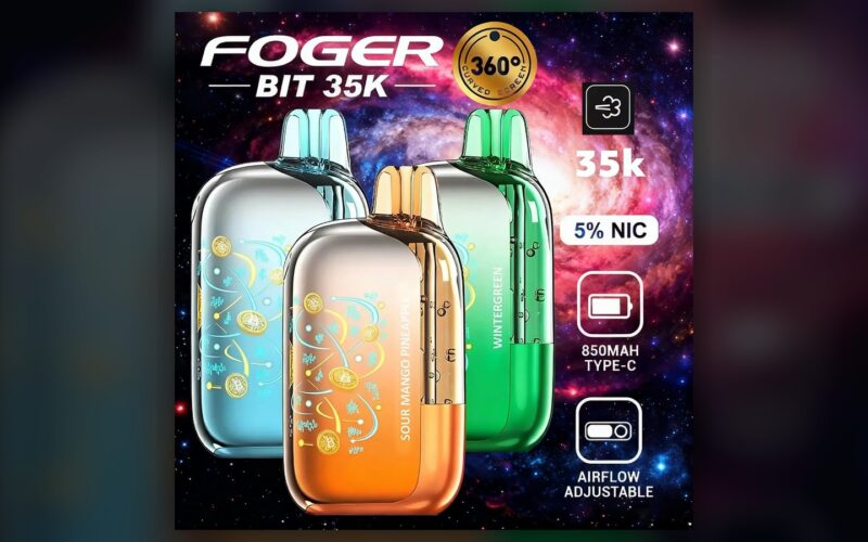 Foger Bit 35K sealed disposable vape with screen and visible tank
