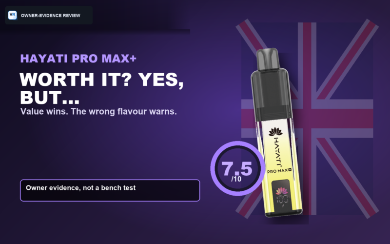 Hayati Pro Max owner evidence review cover with VapeRisk VR mark