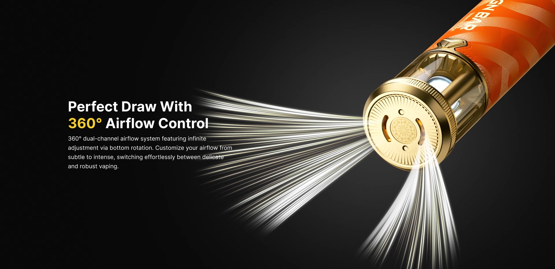 REIGN BAR AMBER 70K bottom airflow control image illustrating the brand's 360-degree dual airflow claim