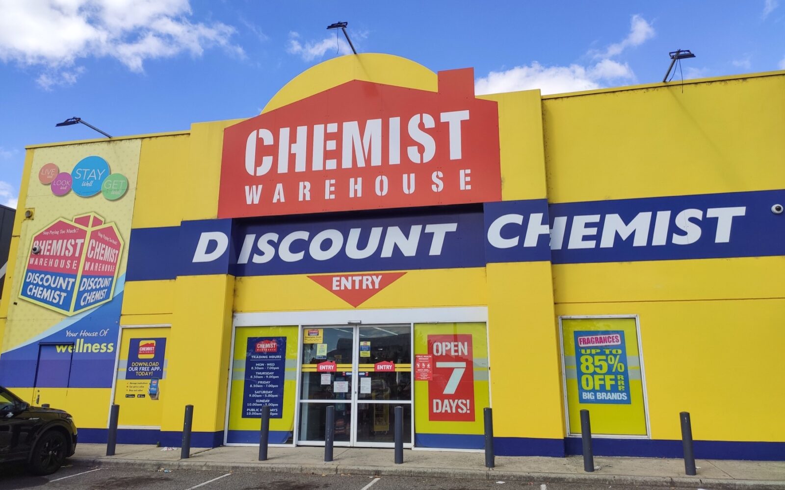 Chemist Warehouse pharmacy storefront in Australia