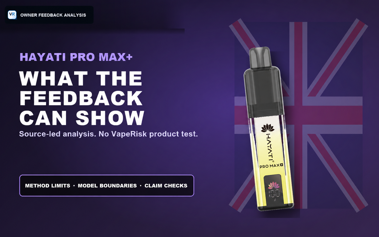 Hayati Pro Max+ product with a source-led owner feedback analysis headline and no product score