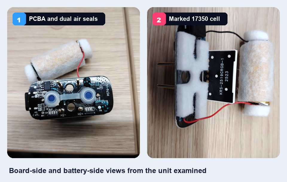 Hayati Pro Ultra Plus PCBA, dual air seals and marked 17350 cell