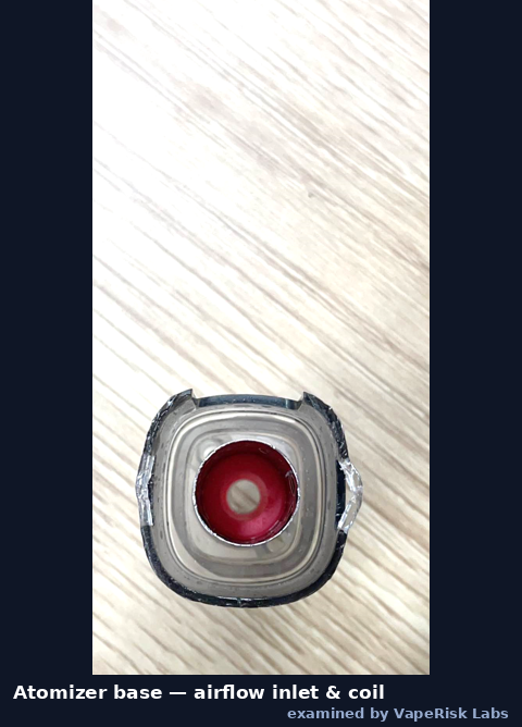 JNR 100K atomizer base, airflow inlet and coil